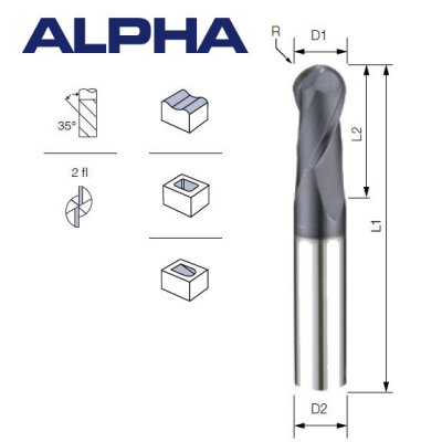 LAMINA ALPHA Pinnfräs Fullradie Z2 Ø3 mm R1.5