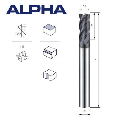 LAMINA ALPHA Pinnfräs Z4 LONG Ø4 mm