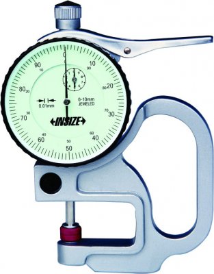 INSIZE Analog tjockleksmätare, 0-10 mm x 0.01 mm