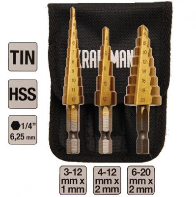 BGS Stegborr med bitsfäste, Ø4-20 mm (3 st)