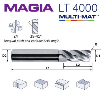 LAMINA MAGIA Pinnfräs Z4 LONG Ø12 mm R0.5
