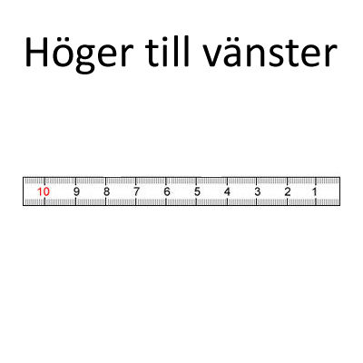 Självhäftande måttband, vitt, 30 meter, Höger till Vänster