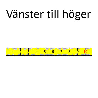 Självhäftande måttband, gult, 10 m, Vänster till höger