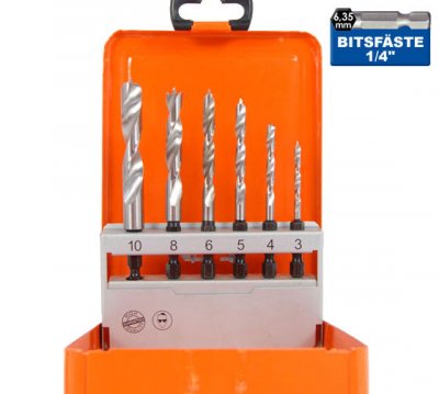 PROJAHN Träborr med bitsfäste, Ø3-4-5-6-8-10 mm