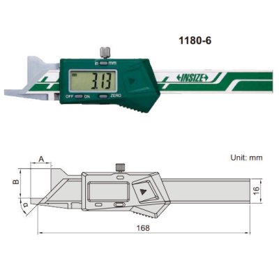 INSIZE Digitalt fasskjutmått 15°, 0-10 mm x 0.01 mm