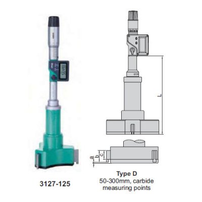 INSIZE Digital trepunktsmikrometer, 200-225 mm x 0.001 mm