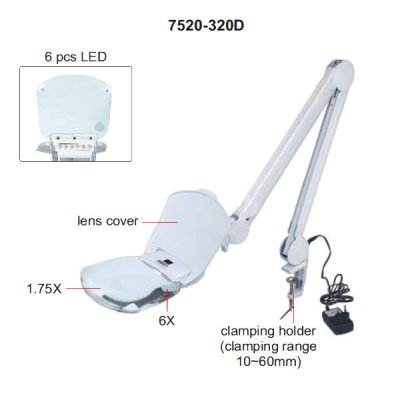 INSIZE Förstoringslampa LED 16x12 cm 3D/20D (1.75X/6X)