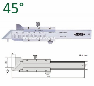 INSIZE Fasskjutmått 45°, 0-6 mm x 0.02 mm