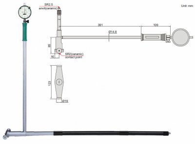 INSIZE Hålindikator för 400-800 mm